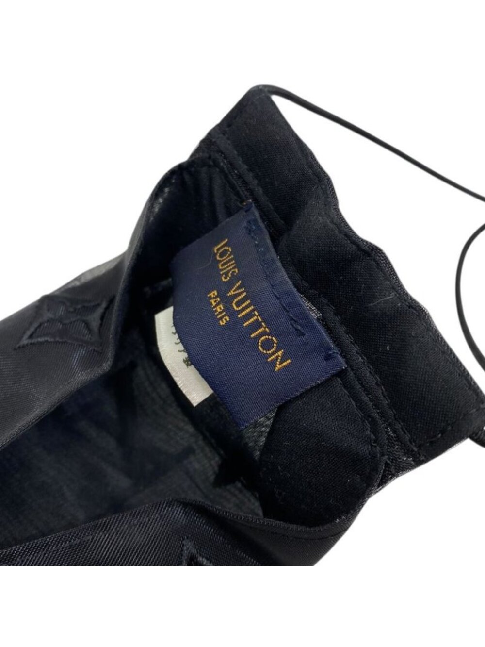 ★SOLD★ Louis Vuitton Mask Cover Pouch Set Monogram Mesh Polyester Cotton Black - Picture 5 of 10